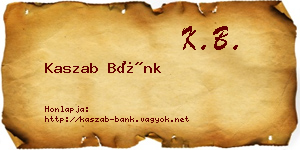 Kaszab Bánk névjegykártya